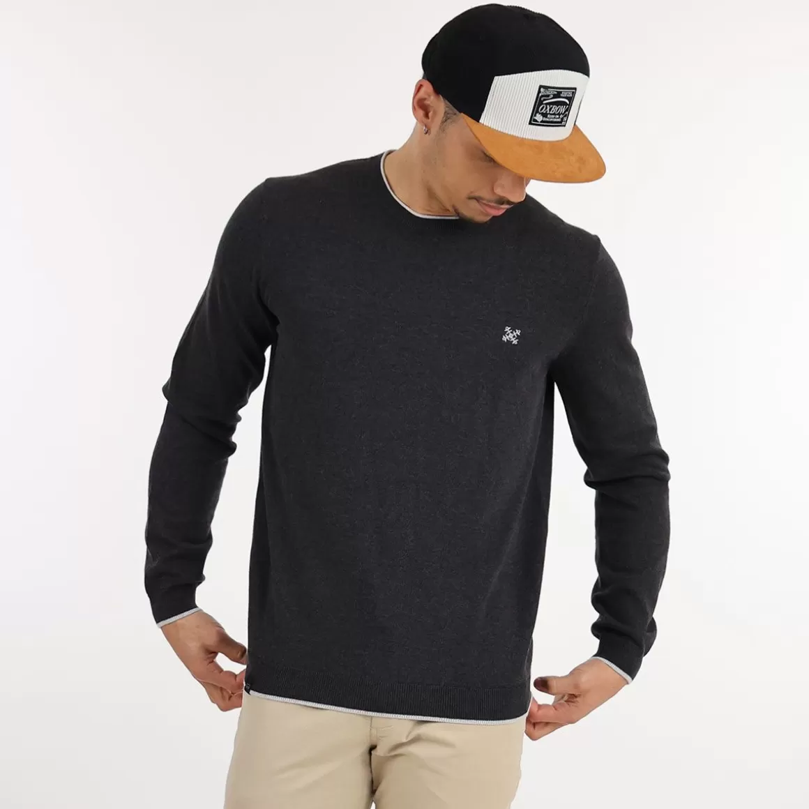 OXBOW Sweater PERONI - Noir Chiné Heather Black Online
