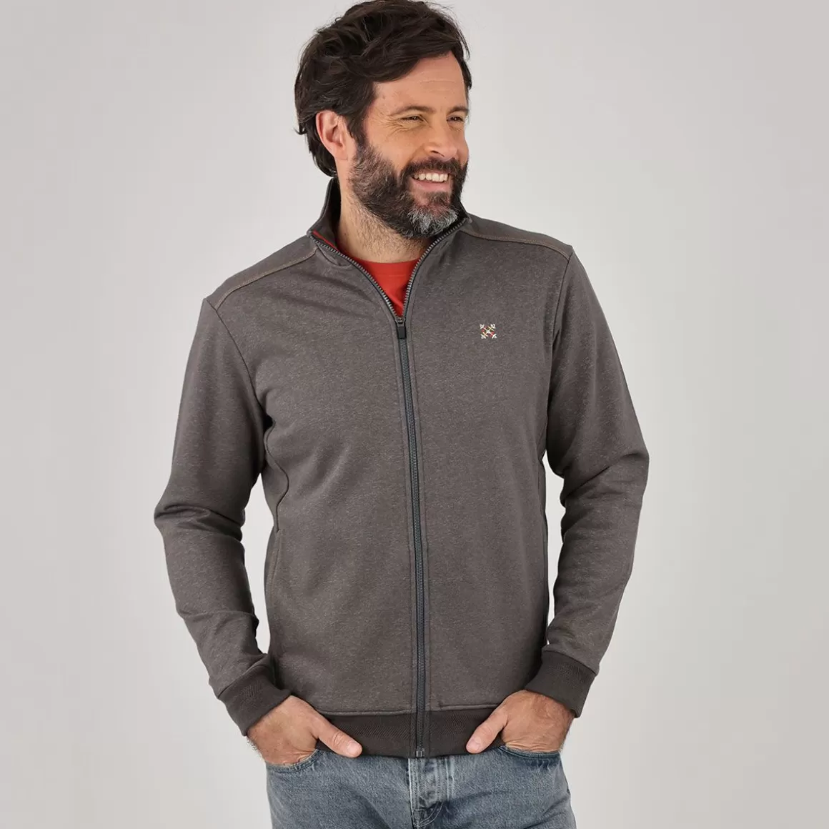 OXBOW Sweatshirt SAKOP - Anthracite Chiné Heather Anthracite Cheap