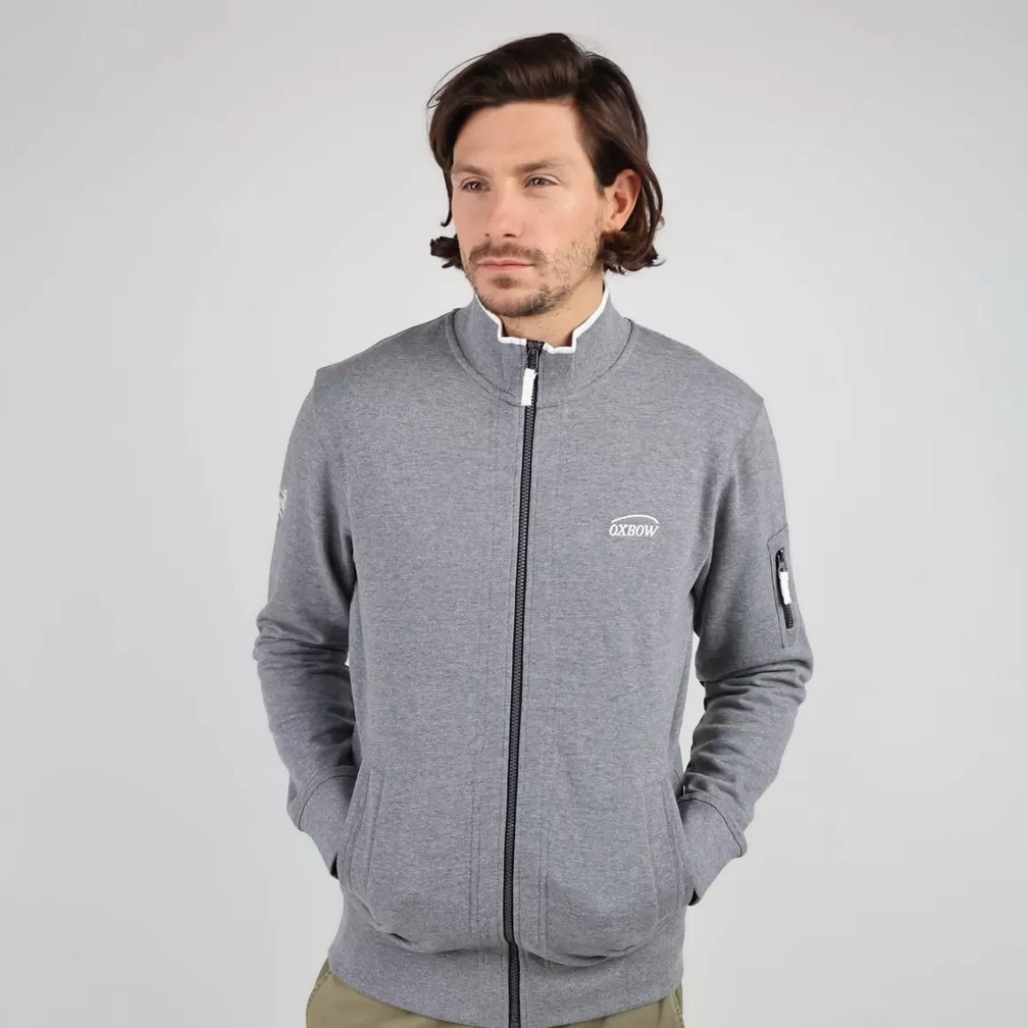 OXBOW Sweatshirt SALTCOATS - Gris Chiné Foncé Dark Heather Grey Clearance
